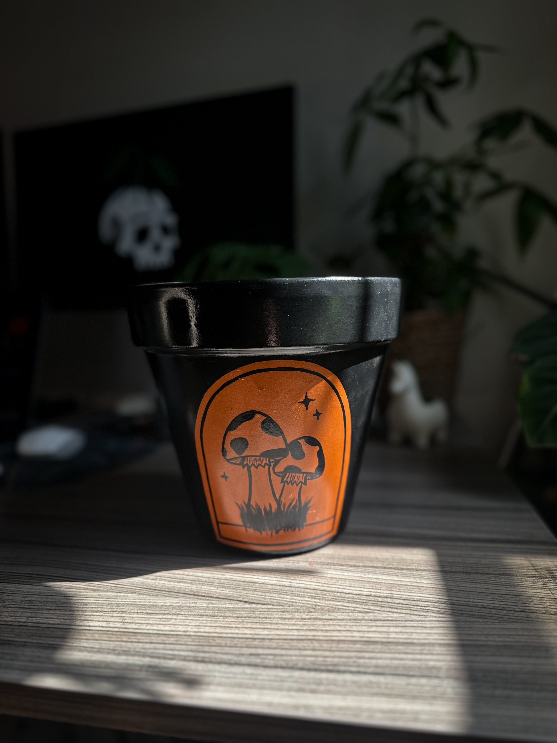 hand painted pot plants Toad Stoooools