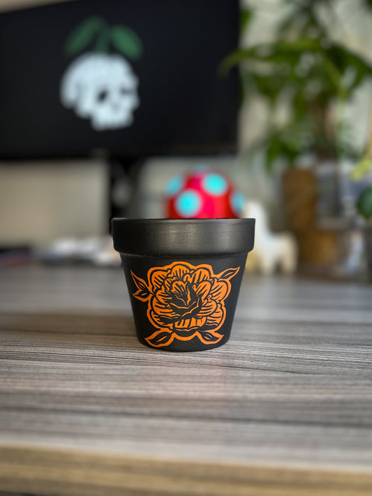 Peony Noct - 4" - Hand Painted Pot