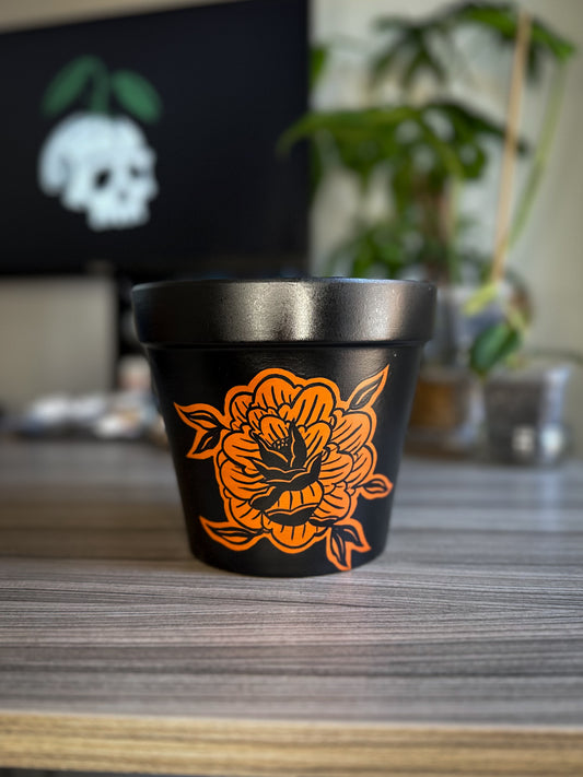 Peony Noct - 6" - Hand Painted Pot