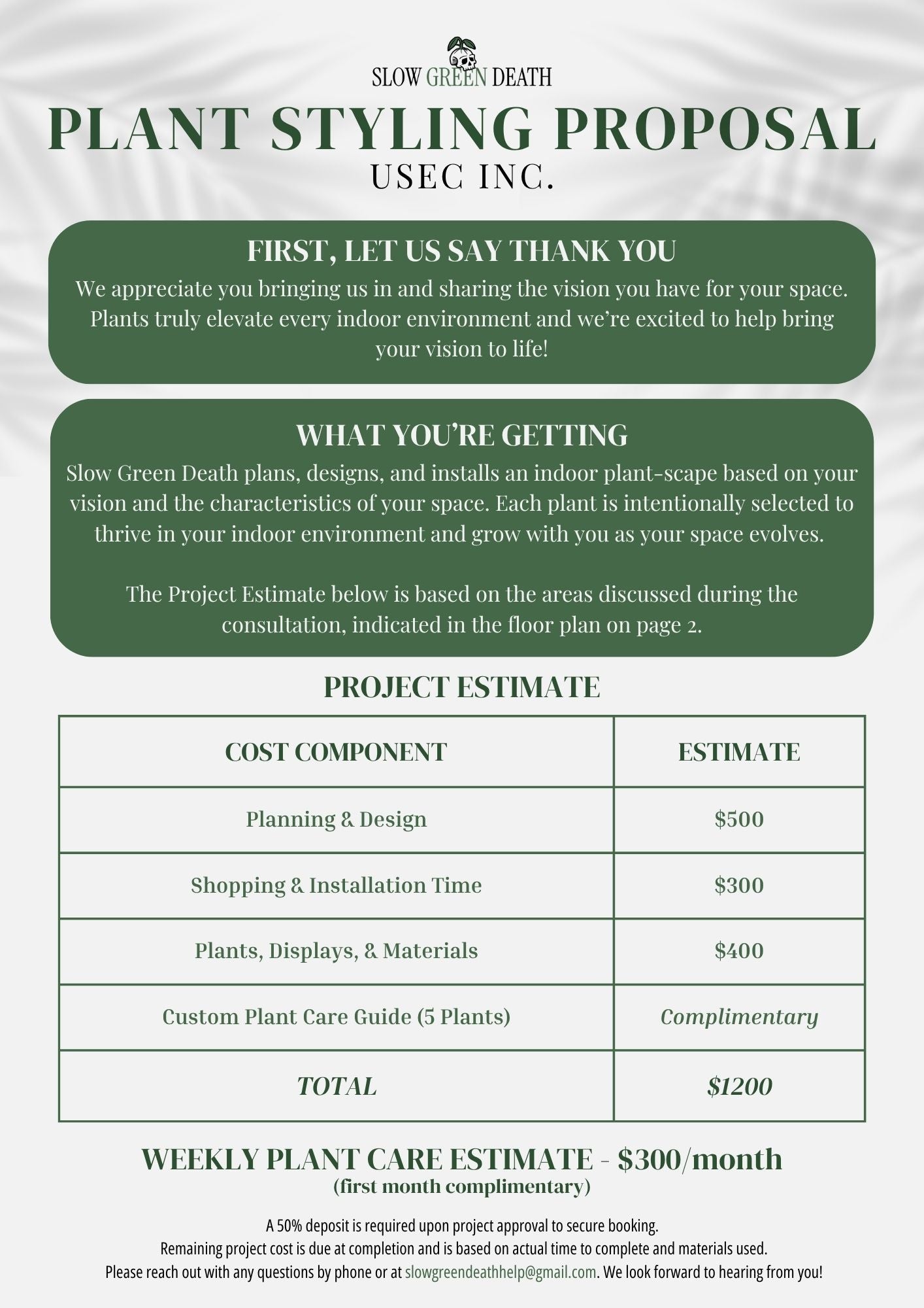 Plant Styling Project - USEC